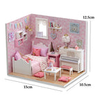 Kitten Mini Doll House 3D Puzzle Assembly Model Building Kit Creative Room Bedroom Decoration With Furniture Wooden Crafts Gifts