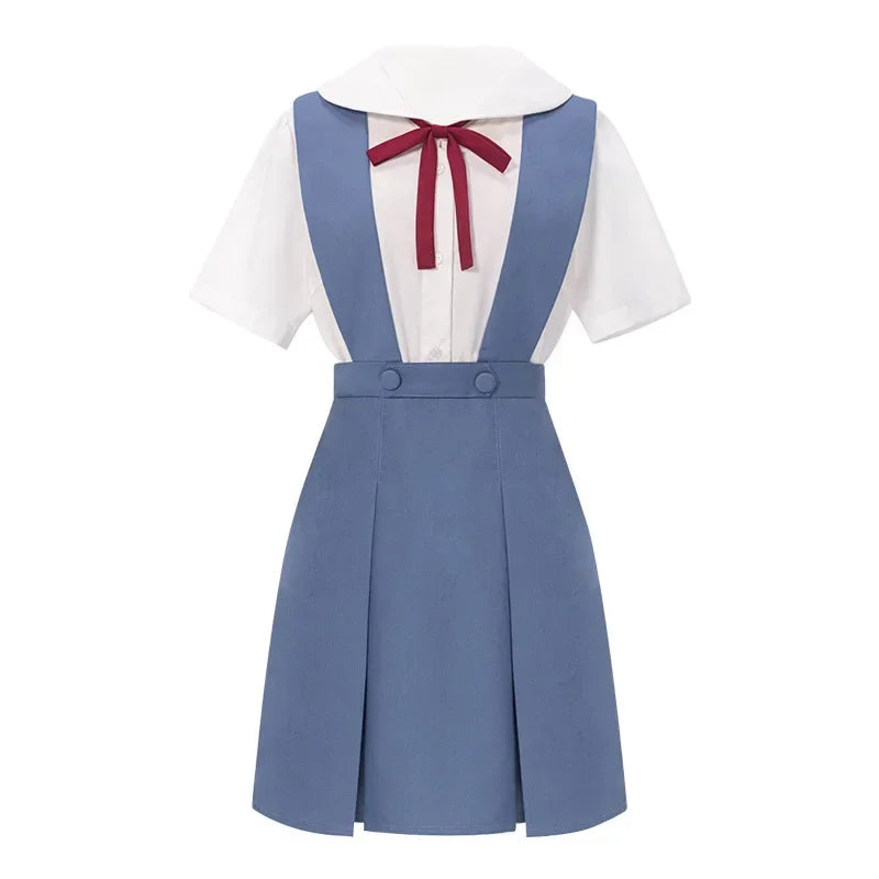 Rei Ayanami Cosplay Costume Asuka Langley Soryu Cosplay  Women School Uniform Dresses Wig Hair Clips Halloween Loli Clothing