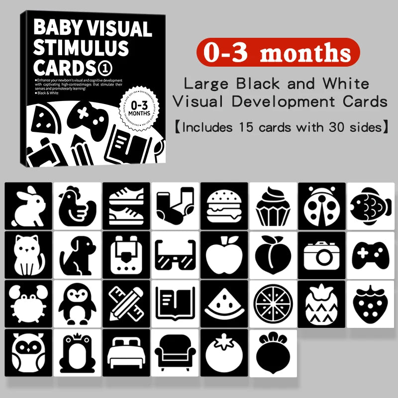 Baby Visual Stimulation Cards Montessori High Contrast Flash Card Infant Gift For Children Cognition Toy