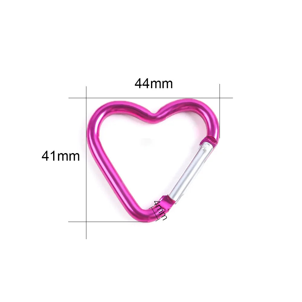 10PCS Carabiner Keychain Clip Heart-shaped Aluminum Small Carabiners Tactical Clips Outdoor Tools Water Bottle Keyring HWXGJ04