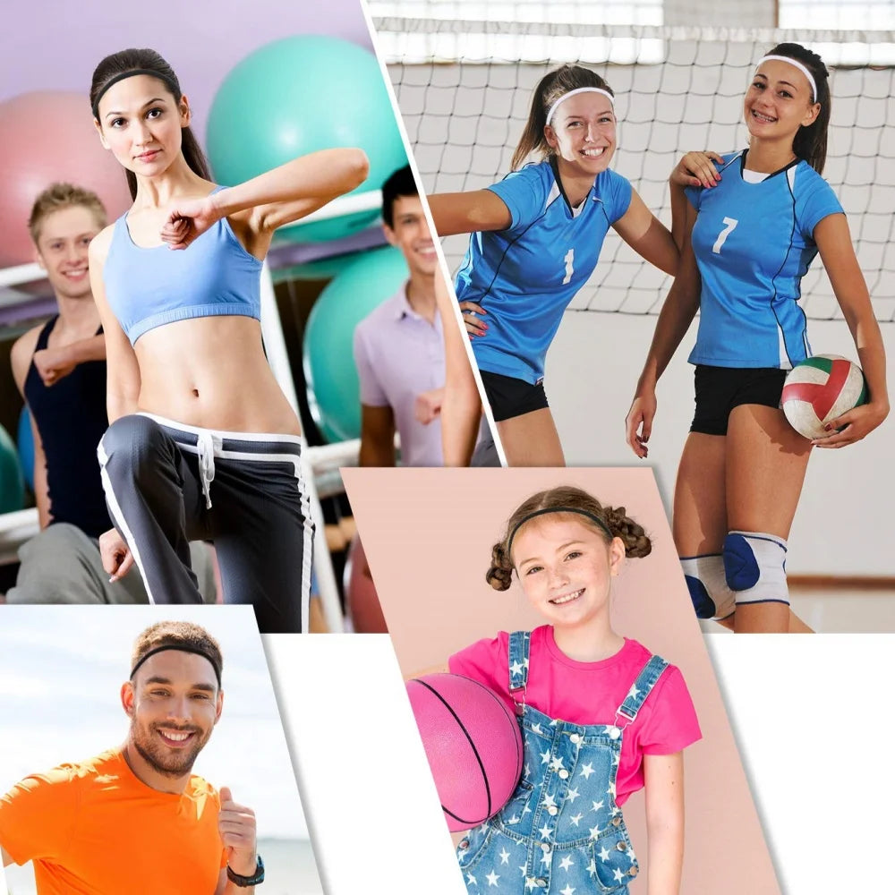 4PCS Unisex Sports Thin Headband Non-Slip Elastic Women Men Yoga Hair Bands Sweatband Football Running Biking Sports Hairband