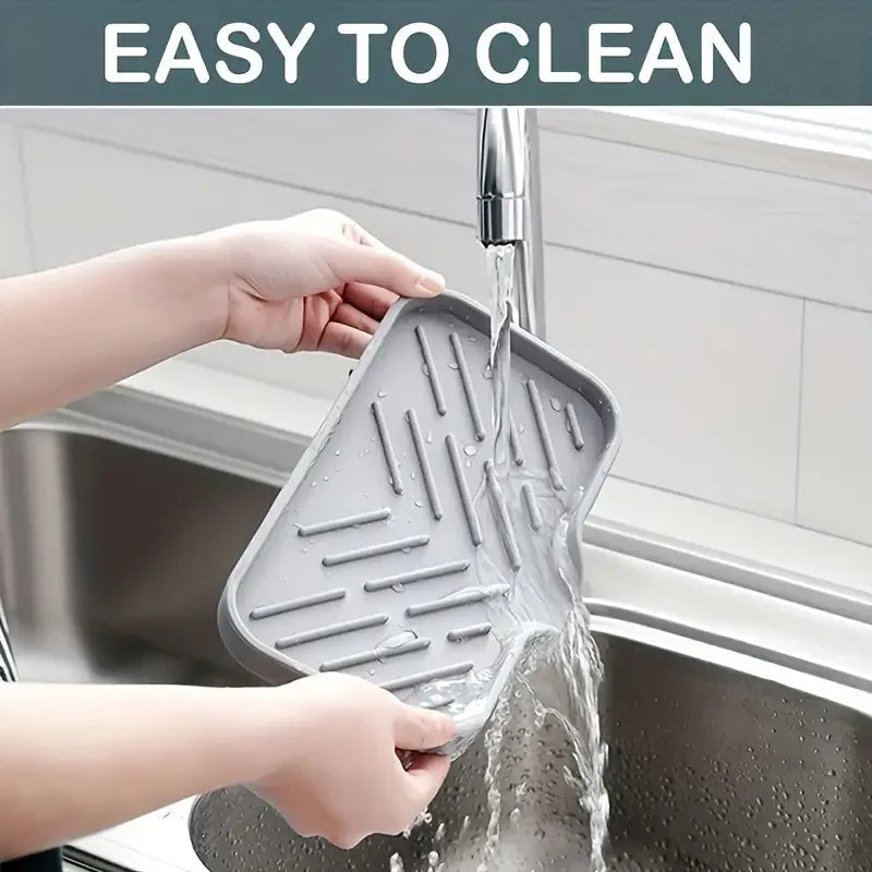 Silicone Faucet Mat Sink Tray Soap Dispenser Sponge Drain Pad Sink Scrubber Brush Storage Rack Kitchen Organizer