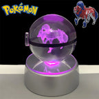 Pokemon 3D Crystal POKE BALL Figure Toys Snivy Dragonair Blastoise Venusaur Milotic Raichu Night Light LED Lamp Base Model Dolls