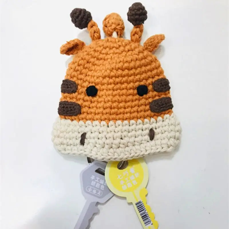 Cute Crochet Cactus Keychain For Keys Storage Bag Keyring Knitting Ladybug Bag Keyrings Wholesale Custom Car Keychain Accessory
