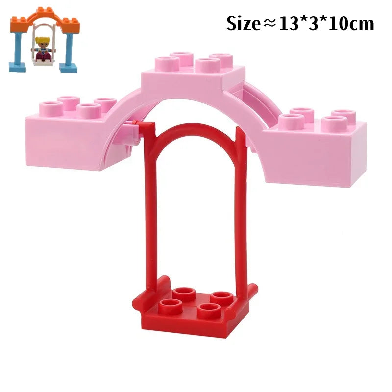 Big Building Blocks Slide Stair Swing Seesaw Ferris Wheel Series Compatible Duploe Large Brick Children Educational Toy Kid Gift