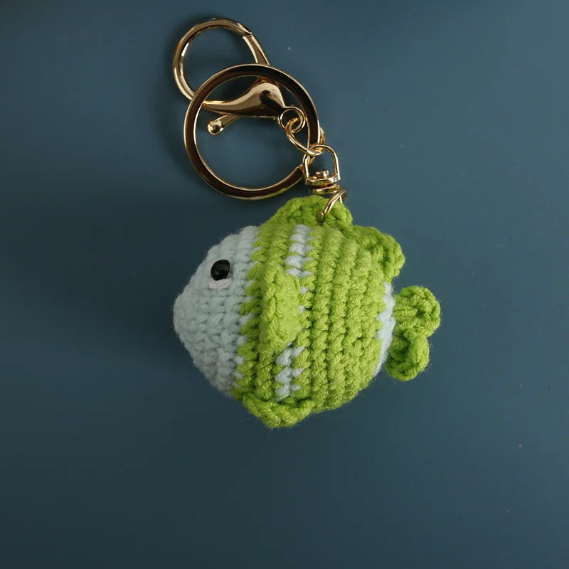 Ocean Series Animal Doll Crochet Keychain Handmaking Knitted Tropical Fish Keyrings Crochet Shark Doll Keychain Custom Accessory