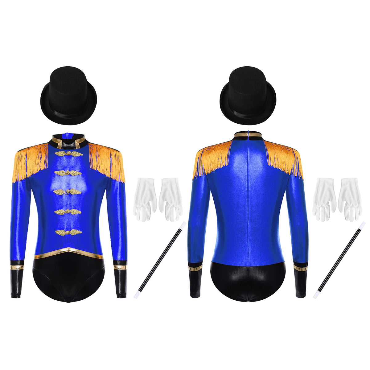 Girls Ringmaster Magician Costume Long Sleeve Leotard Circus Dress Halloween Lion Tamer Theme Carnival Party Fancy Dress Up