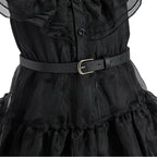 Girl Costume Kids Cosplay Black Witch Princess Dress Children Pageant Dinner Dress Girl Halloween Party Dancing Clothing