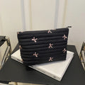 Cute Embroidered Bow Large Capacity Makeup Bag
