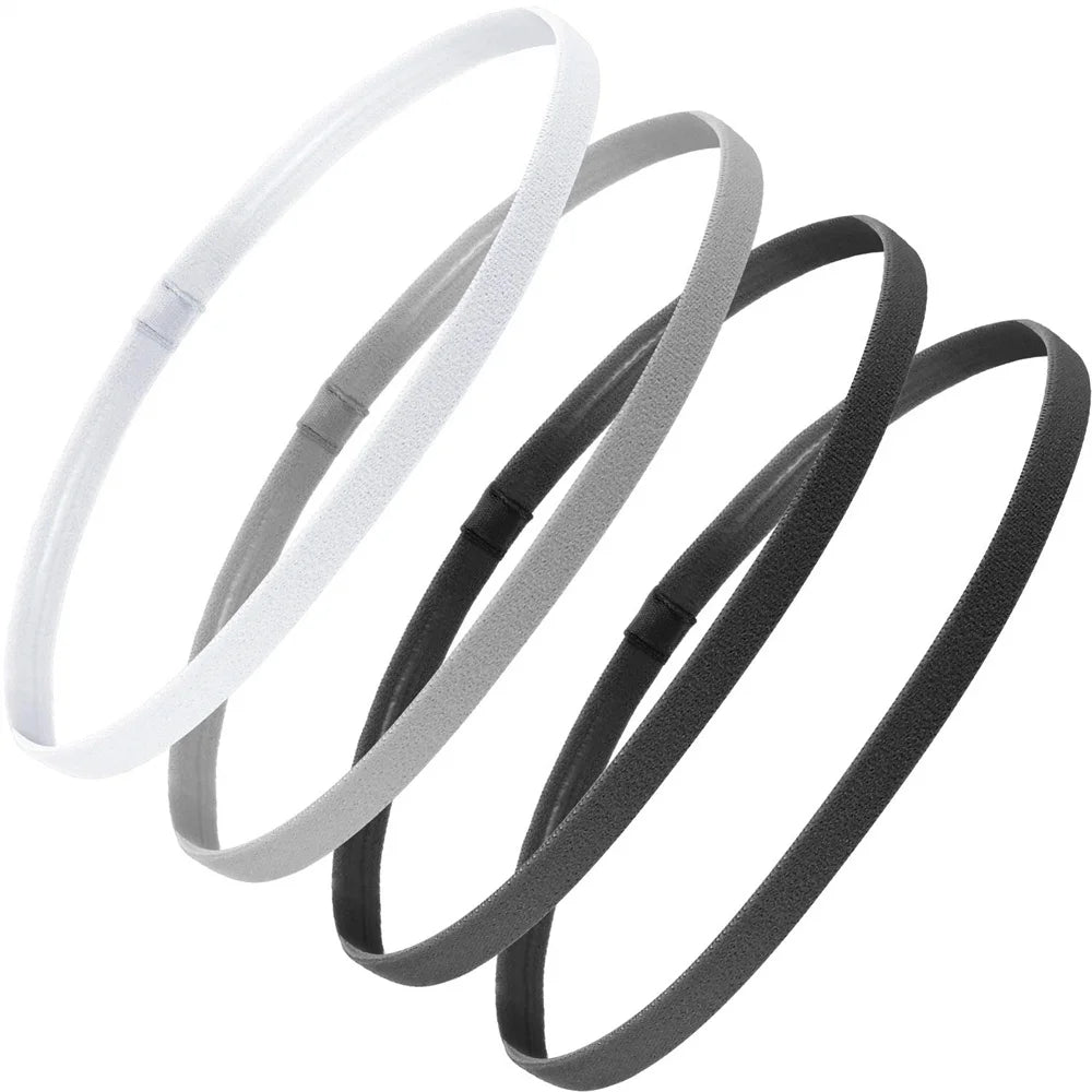 4PCS Unisex Sports Thin Headband Non-Slip Elastic Women Men Yoga Hair Bands Sweatband Football Running Biking Sports Hairband