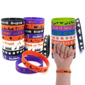 12/24PCS Silicone Bracelets Halloween Decorations Kids Wristband Pumpkin Skull Ghost Bat Halloween Party Favor Gift Bag Fillers