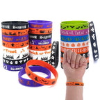 12/24PCS Silicone Bracelets Halloween Decorations Kids Wristband Pumpkin Skull Ghost Bat Halloween Party Favor Gift Bag Fillers