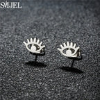 Punk Halloween Earring Black Stainless Steel Ghost Pirate Skull Stud Earrings Women Men Goth Pumpkin Spider Bat Ear Jewelry Gift