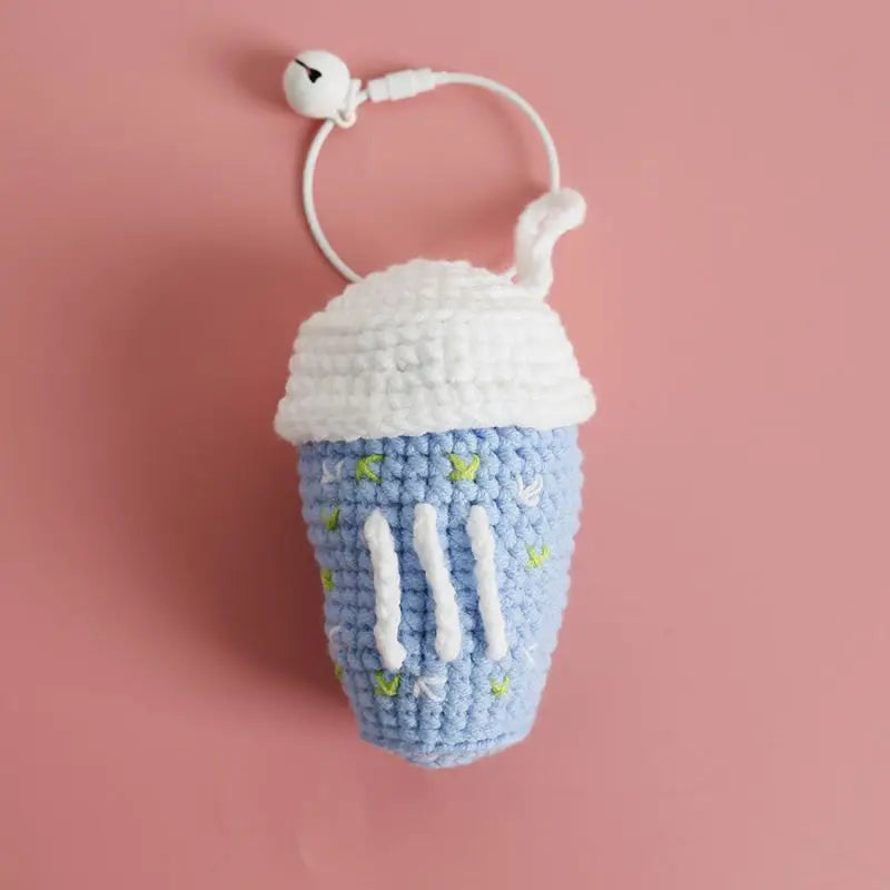 Creative Coffee Cup Crochet Keychain For Bag Pendant Cute Knitting Cup Keyrings Handmaking Knitted Keychains Custom Accessories
