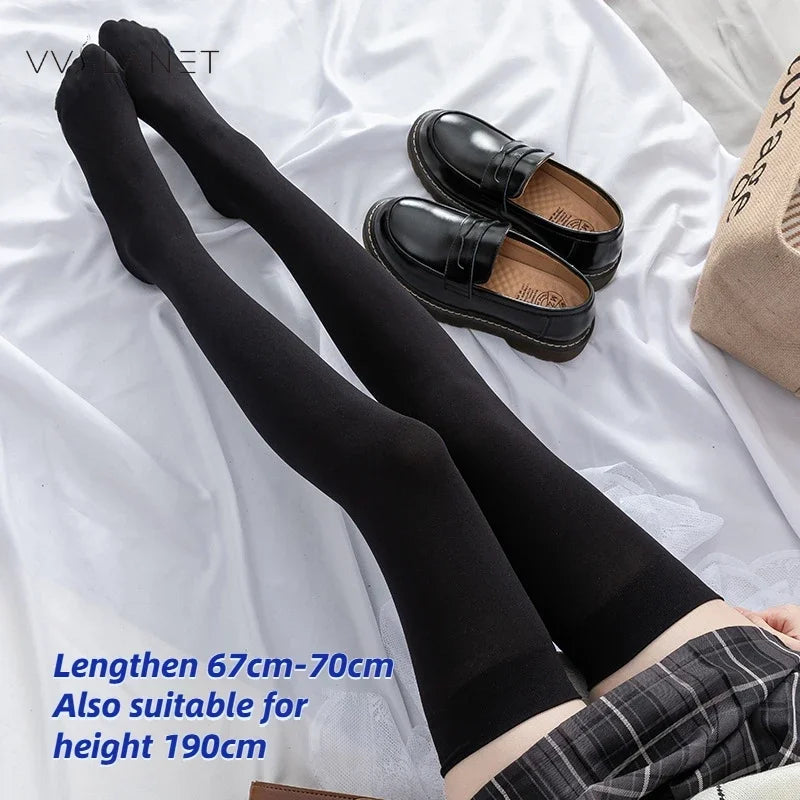 Long Tube Over The Knee Socks Velvet High Elasticity Uniform White Anti-slip Slim Velvet Thigh Women Girls Height 190cm Stokings