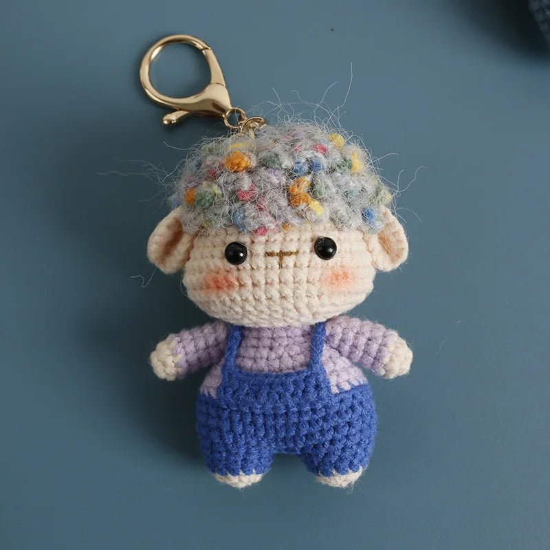 Cartoon Animal Doll Series Handmake Crochet Keychain Cute Sheep Doll Keyrings Crochet Puppy Keychains Gifts Custom Accessories