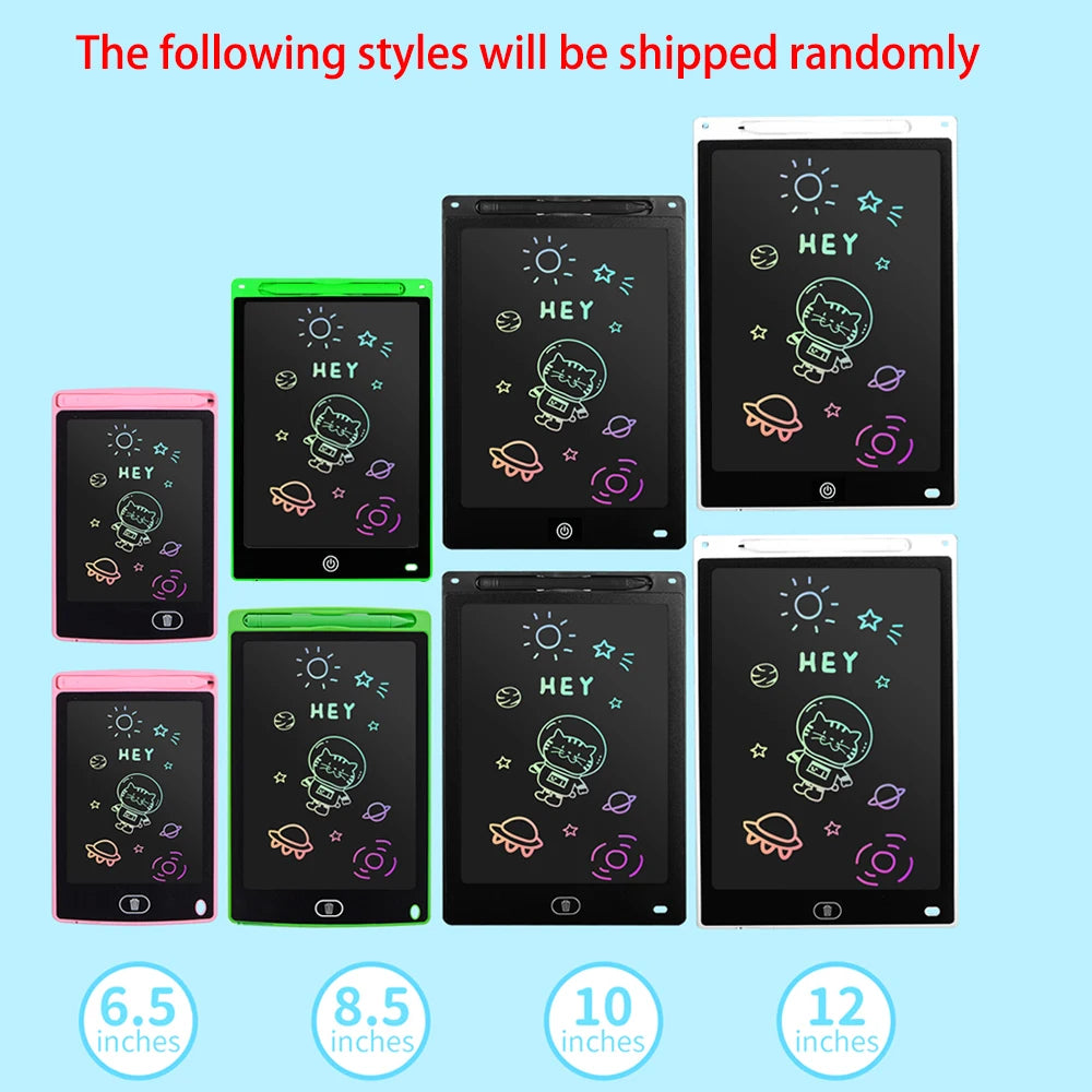Multi-Size LCD Writing Tablet for Kids 6.5/8.5/10/12 Inch- Reusable Drawing Board, Eye Protection, Lock & Erase Educational Gift