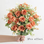 30cm Rose White Silk Bouquet Peony Artificial Flower 5 Big Head 4 Small Bud Wedding Brides Home Decoration Artificial Flower