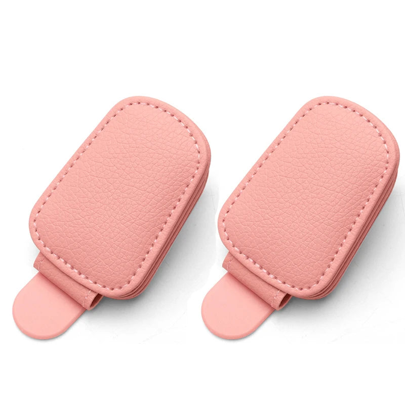 1/2Pc Sunglasses Holder Is Suitable for Car Sun Shades Magnetic Leather Sunglasses Clip and Ticket Clip Car Sunshade Accessories