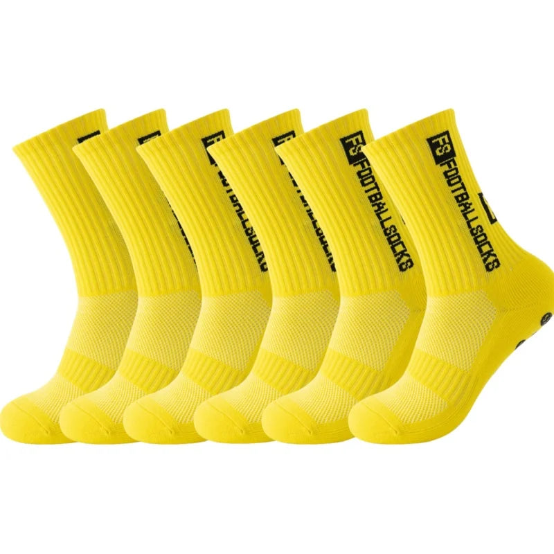 6Pairs/Lot FS Football Socks New Style Round Silicone Suction Cup Grip Anti Slip Soccer Socks Sports Men Baseball Rugby Socks