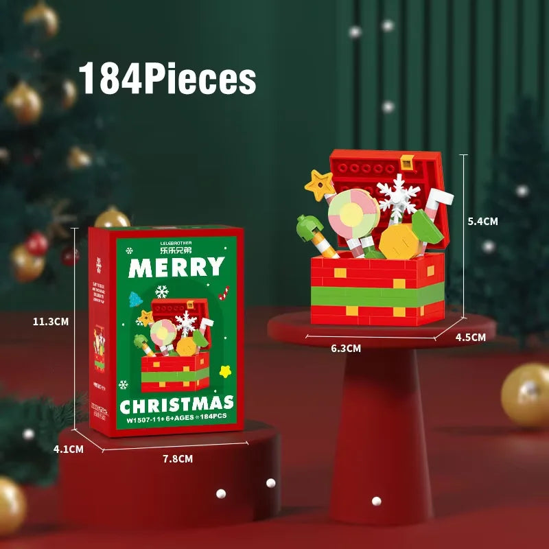 Christmas Building Block Santa Claus Snowman Elk Tree Micro Brick Puzzle Assembly Model Home Decoration Xmas Party Gift Kid Toy