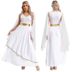 Womens Ancient Greek Athenian Princess Dress Toga Halloween Senator Caesar Cosplay Party Costume Roman Empress Long Robe Dress