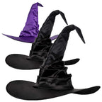Halloween Witch Hat Black Folds Wizard Hats for Women Men Masquerade Party Carnival Costume Cosplay Props Halloween Decorations