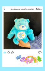 Cute Carebears Plush Keychain Rabbit Hat Key chain Rainbow Bear Doll Schoolbag Doll Birthday Gift Room Decor