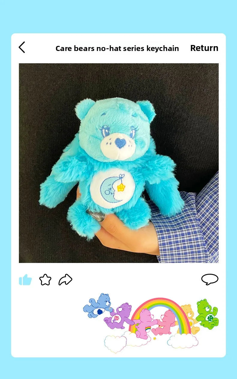 Cute Carebears Plush Keychain Rabbit Hat Key chain Rainbow Bear Doll Schoolbag Doll Birthday Gift Room Decor
