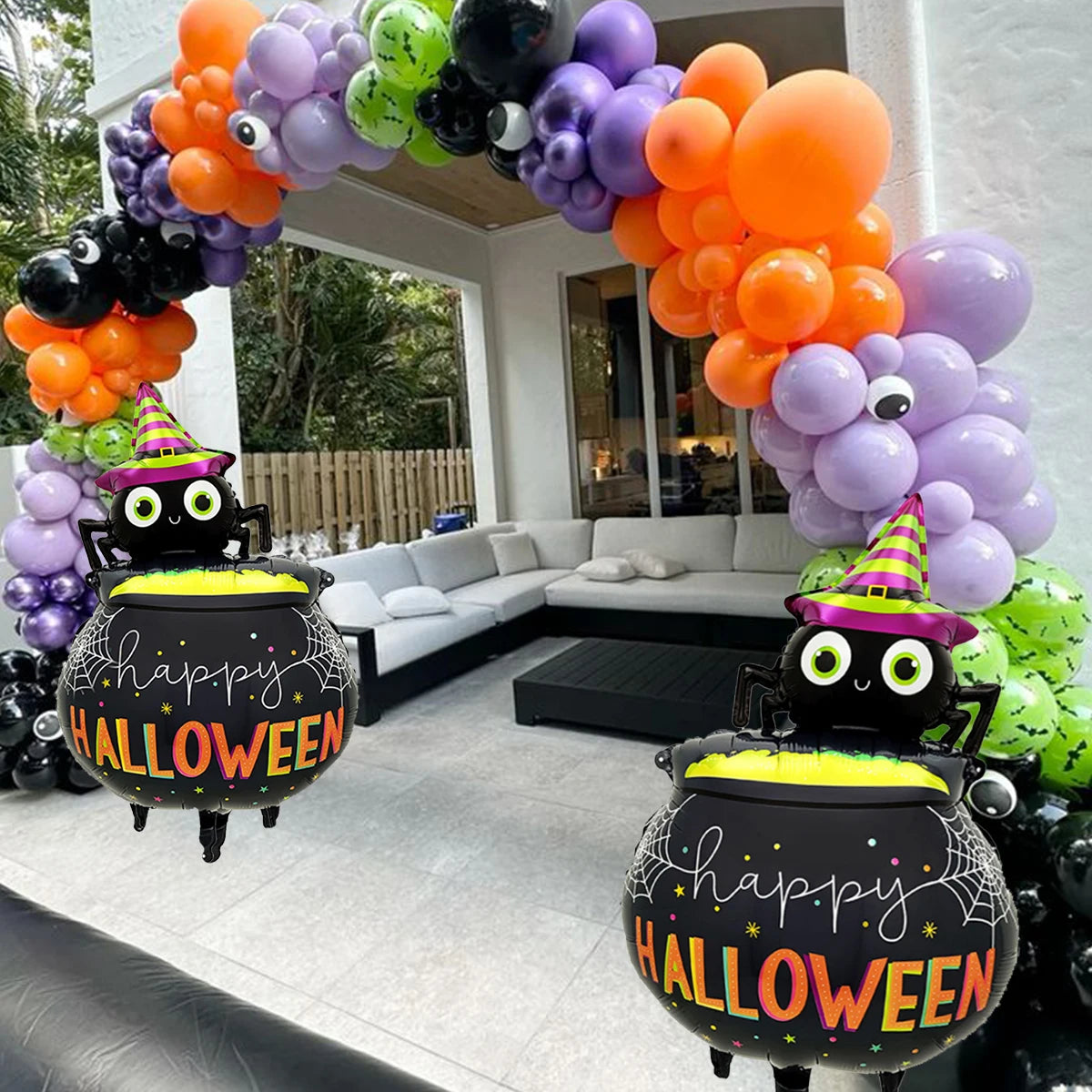 1pc/2pcs Halloween Spider Medicinal Pot Balloon for Halloween Party, Birthday Party, Horror and Weird Atmosphere Decoration