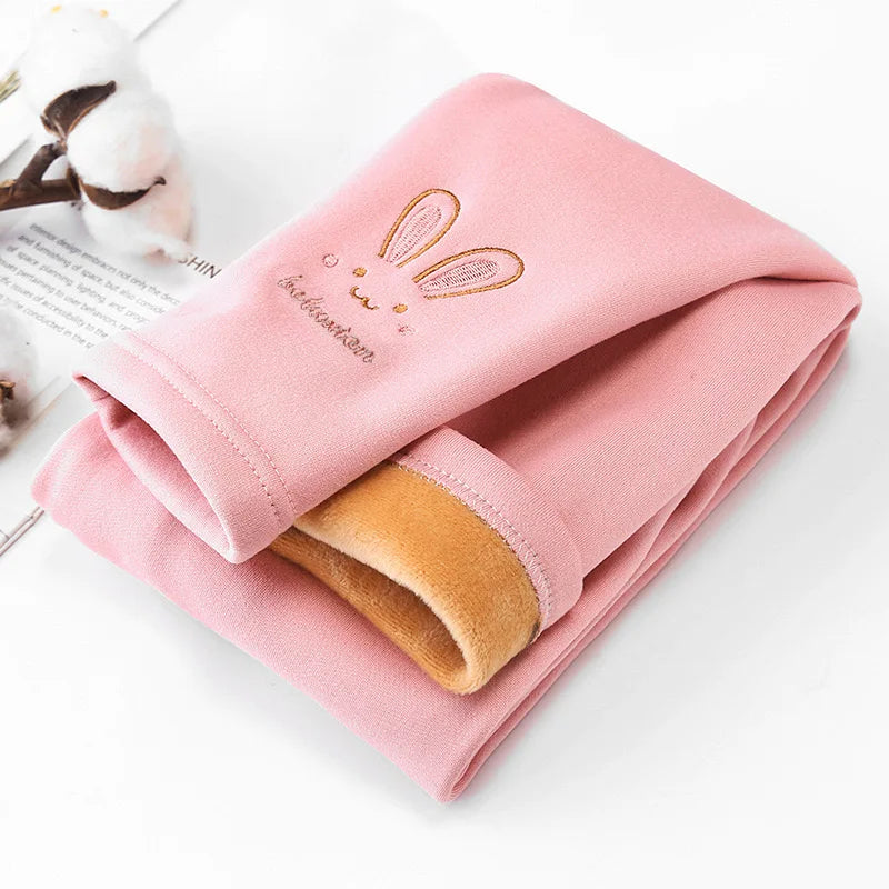 Girl Winter Leggings Fleece-lined Thermal Tights Outdoor Wear Multi-Color Autumn Winter Cute Kids Bottoms Thickened Warm Pants