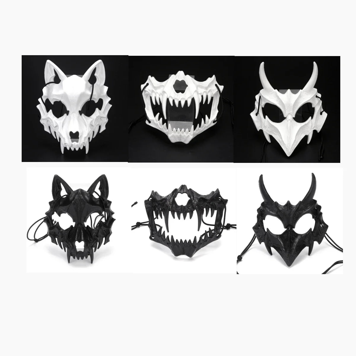 Halloween Carnival Party Mask Anime Dragon God Skeleton Half Face Masks Bone Skull Animals Mask Cosplay Dance Prom Costume Props