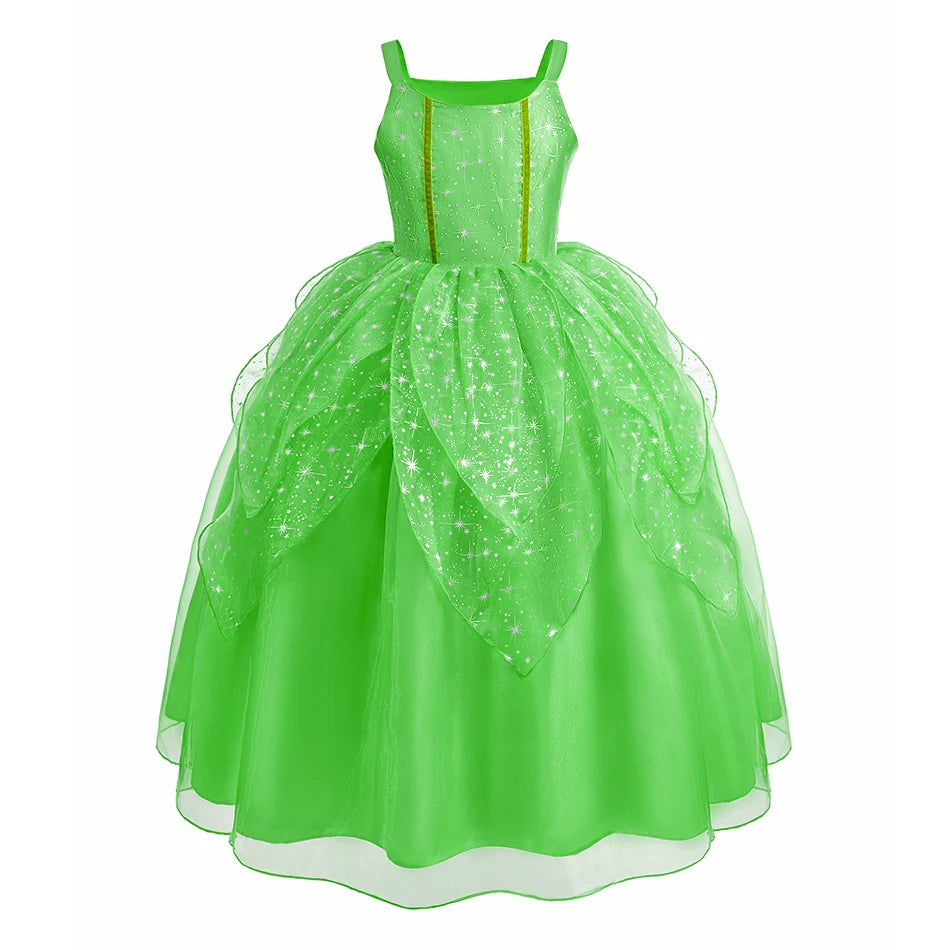 Girls Elsa Anna Dress Children Princess Carnival Dress Kids Jasmine Rapunzel Pageant Flower Disguise Birthday Cosplay Costume