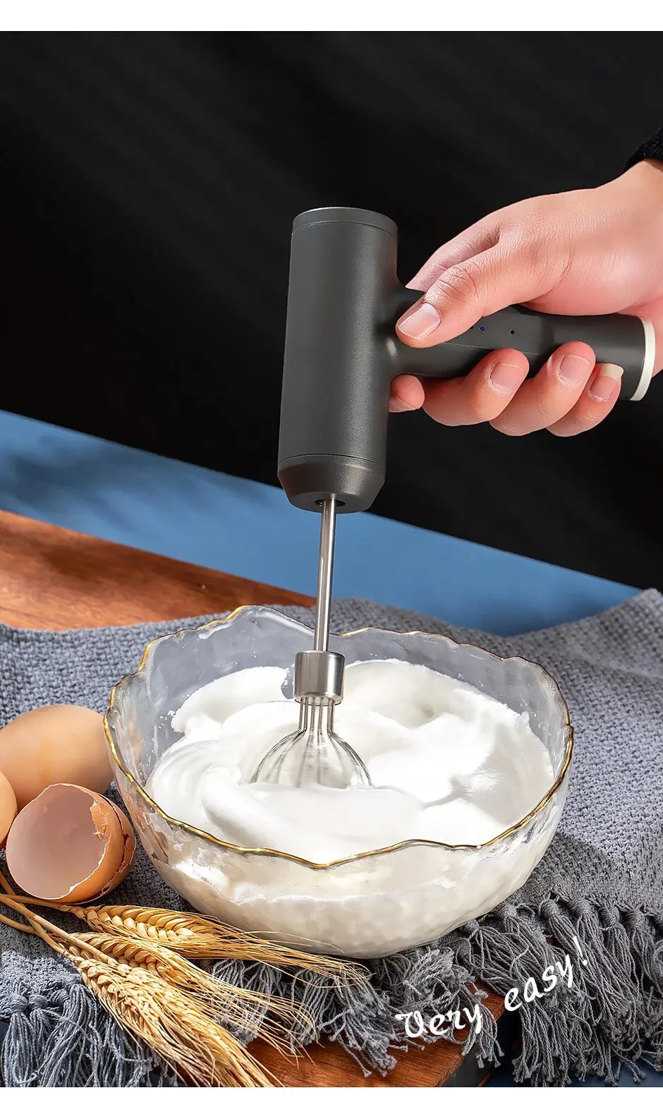 1 Wireless Electric Food Mixer, Portable 3-Speed Hand Mixer, Baking Dough and Cake Cream Mixer, Kitchen Tool