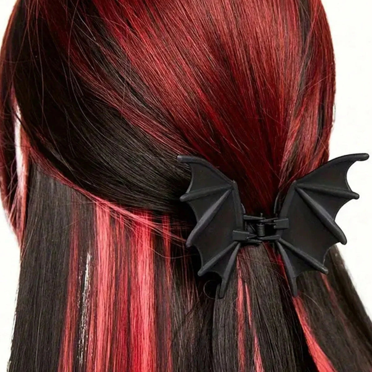 1Pc Gothic Punk Matte Black Bat-Wing Claw Clip, Elegant Women's Metal Ponytail Hair Accessory/Hair Claw, Suitable for Halloween