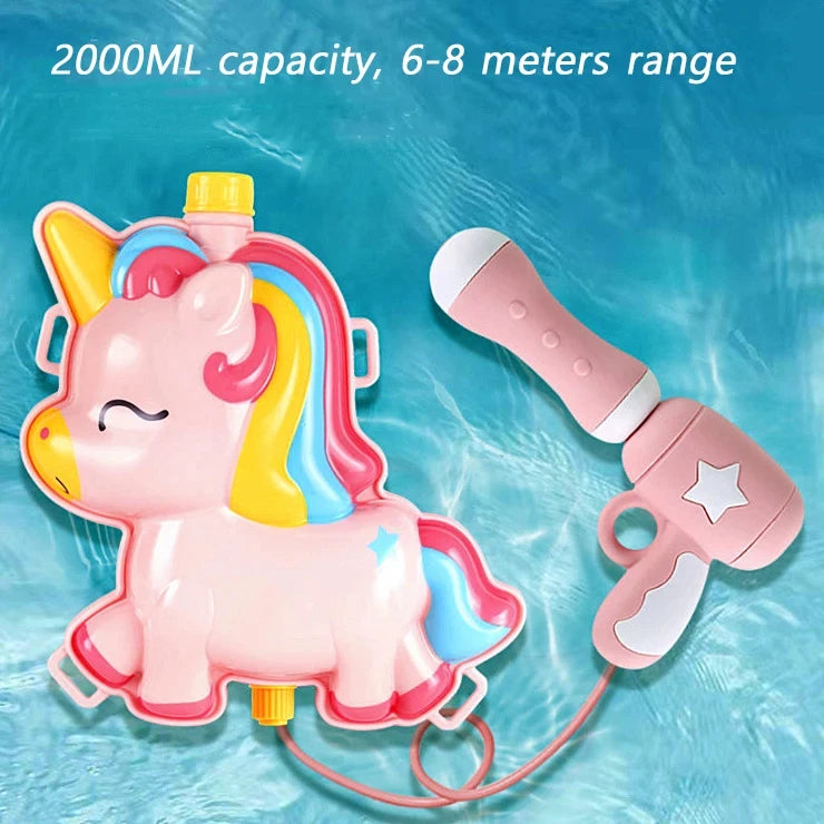 Children's Backpack 2000ml Water Gun Pull Type Large Capacity Storage Summer Funny Parent Interactive Cartoon Backpack Water Gun
