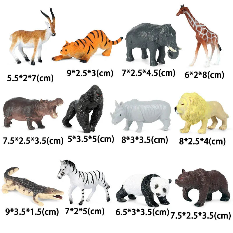 New 12pcs Farm Animal Figurines Poultry Sets Action Figures Horse Cow Dog Duck Sheep Cock Model Education Toys for Children Gift