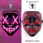 Wireless Halloween Neon LED Purge Mask Masque Masquerade Party Masks Light Grow in the Dark Horror Mask Glowing Masker