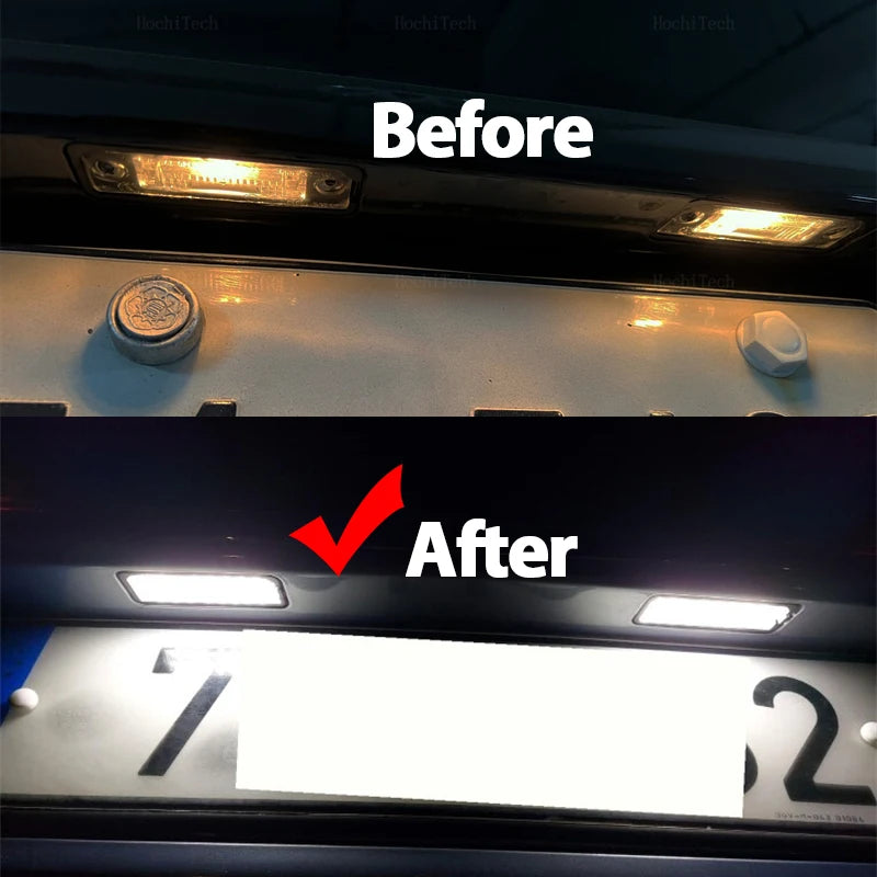 2pcs LED License Number Plate Light Lamp  For VW Passat B6 CC Eos Golf 4 5 6 7 MK7 Polo Superb Seat Leon Altea Car Lamp