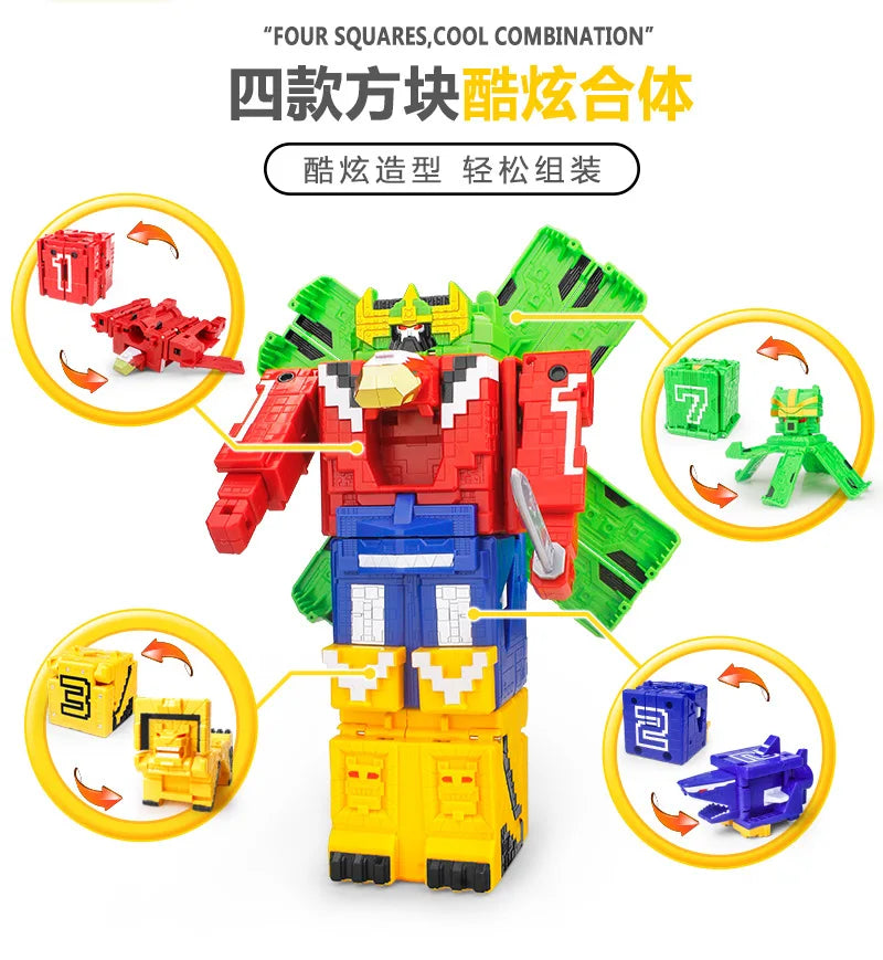 Power Assembling Educational Toys Math Cube Transformation Robot Digits Puzzle Ranger Animals boy toy for Kids