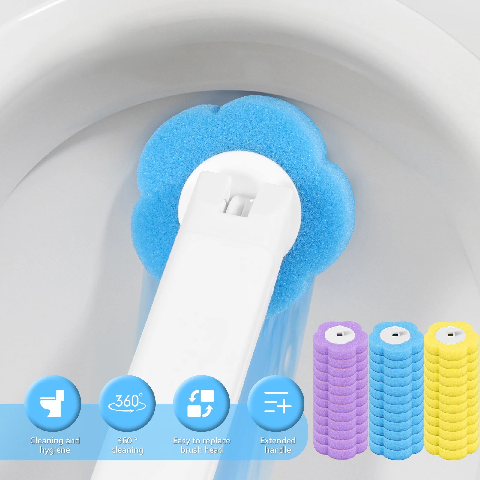 18/36Pcs Disposable Toilet Brush Wall Mounted Toilet Brush with Replacement Head Cleaning Set Home Bathroom WC Accessories