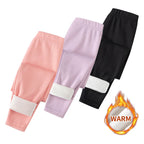 3/1 Piece Autumn And Winter Children Solid Color With Plush And Thickened Warm Leggings Girls' Safety Pants Boys' Home Pants