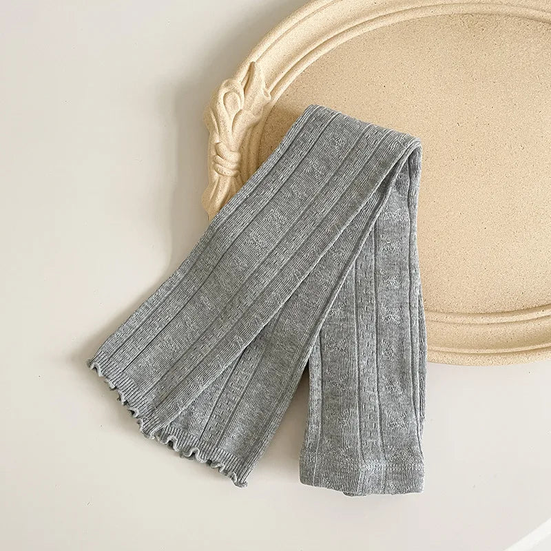 Spring Warm Girls Pants Solid Color Cotton Baby Leggings Lace Flower Skinny Pants Girl Leggings Children Trousers