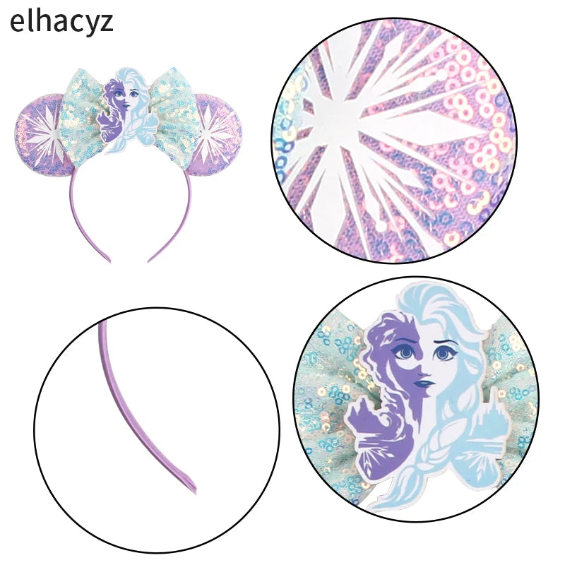 Mickey Cartoon Olaf Headbands for Kids Cute Snowman Ears Hair Accessories Women Elsa Frozen Hairband Girls Cosplay Headwear Gift