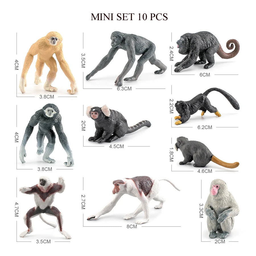 Simulation Mini  Farm Poultry Puppy Crocodile Pegasus Monkey Bird Wildlife Figurine Animal Model Sets Education Kid Toys