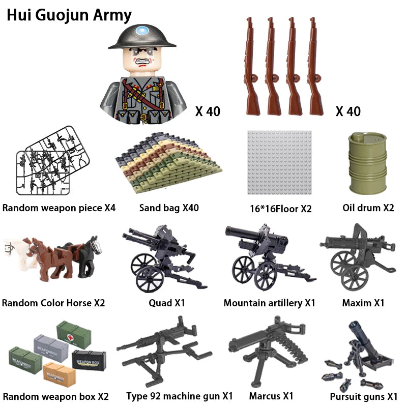 40/set World War II military building blocks National army soldier Character weapon assembly building block Children's toy gifts