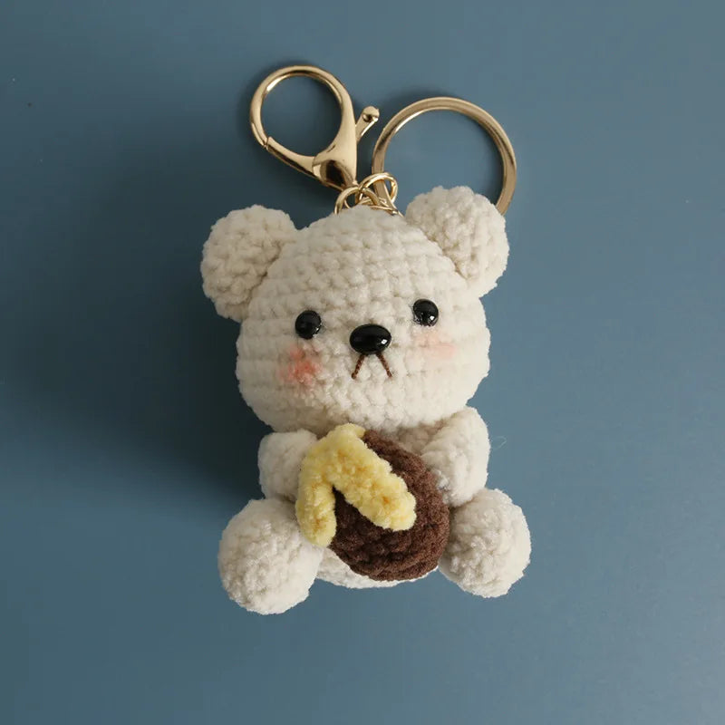 Funny Sheep Doll Crochet Keychains Custom Crochet Cartoon Animal Doll Series Keyring Knitting Bee Doll Cute Keychain Wholesale