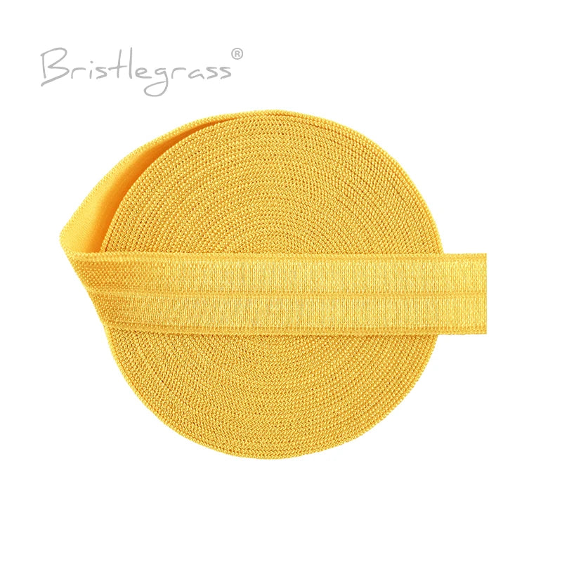 BRISTLEGRASS 2 5 10 Yard 5/8" 15mm Solid FOE Shiny Fold Over Elastic Spandex Satin Band Hair Tie Headband Dress Sewing Lace Trim