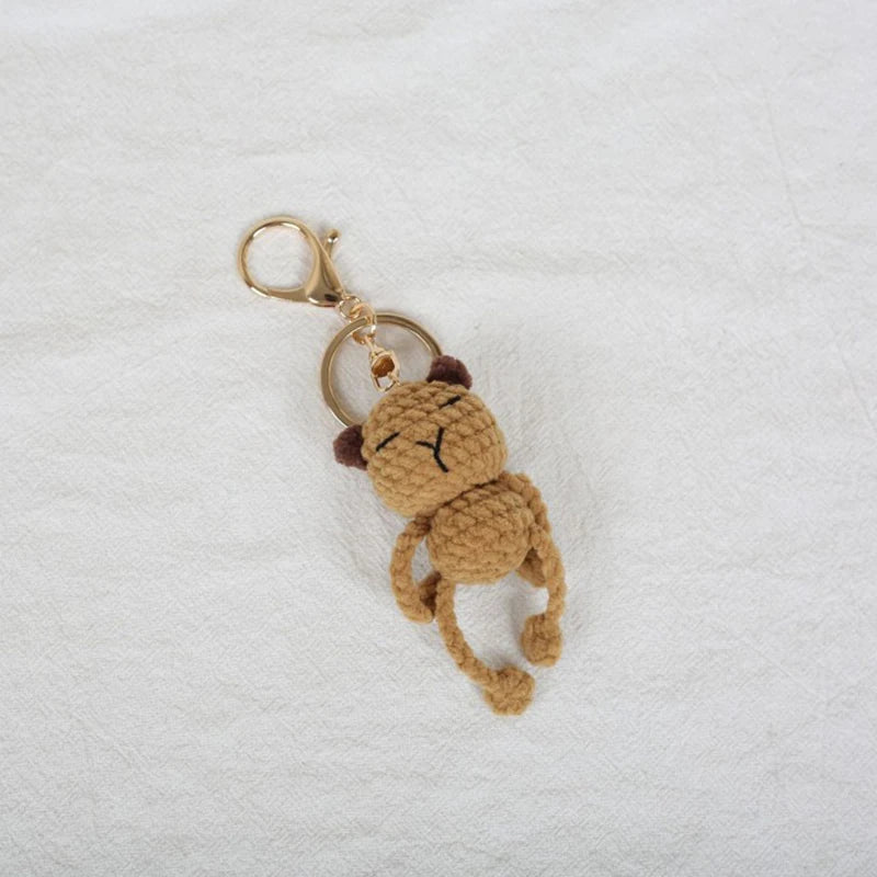 Mini Animal Doll Series Crochet Keychain Knitted Small Rabbit Doll Keyrings Mini Puppy Cute Keychain Wholesale Custom Accessory