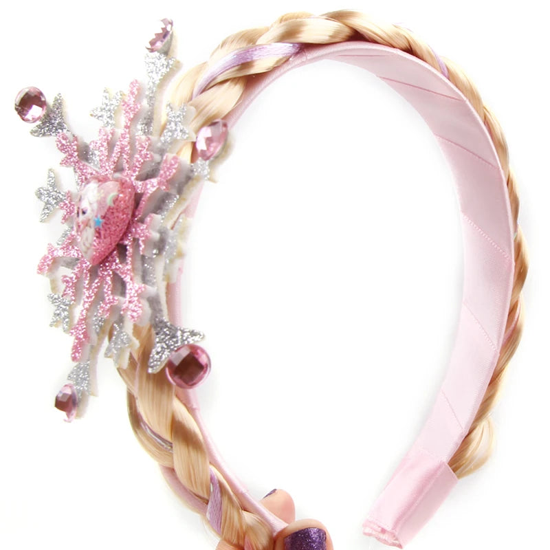 New Frozen Series Elsa Headband For Girls Snow Wig Braid Rhinestones Crown Hairband Birthday Party Princess DIY Hair Accessories